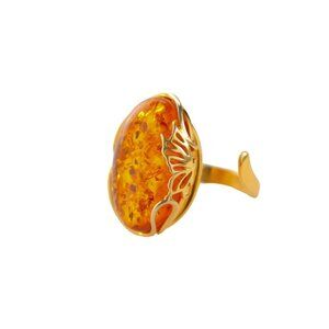 Baltic Amber Butterfly Ring in 14k Gold Plated s925